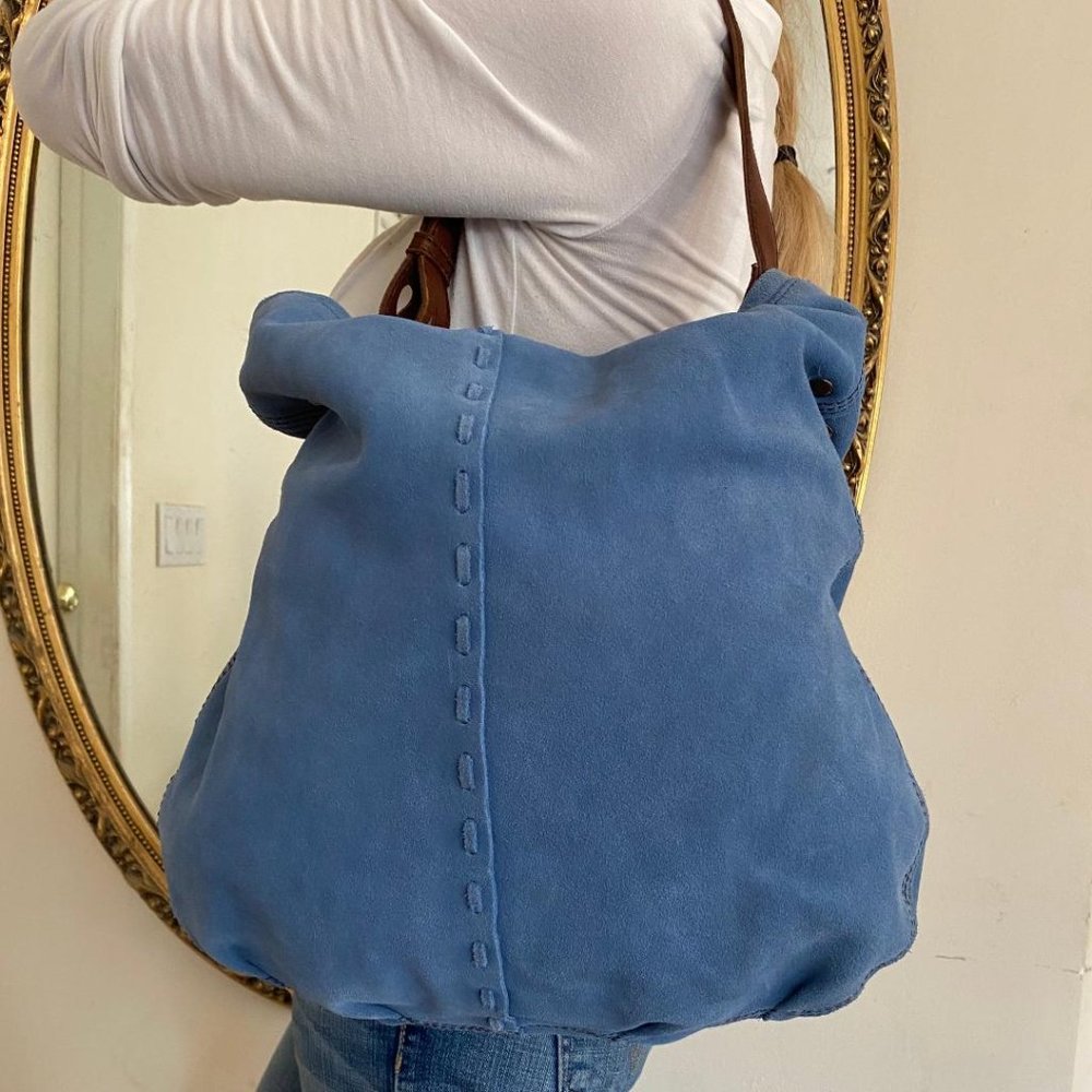 Elegant Blue Suede Women's Bag
